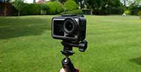 DJI Osmo Action Camera on a selfie stick